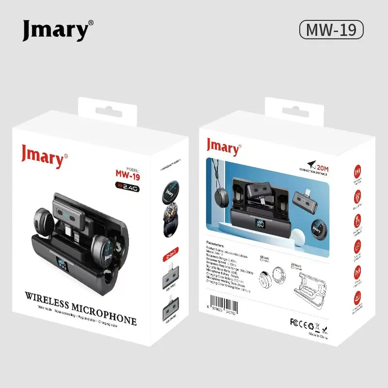 Jmary MW-19 microphone sans fil 2.4G avec boîtier de charge