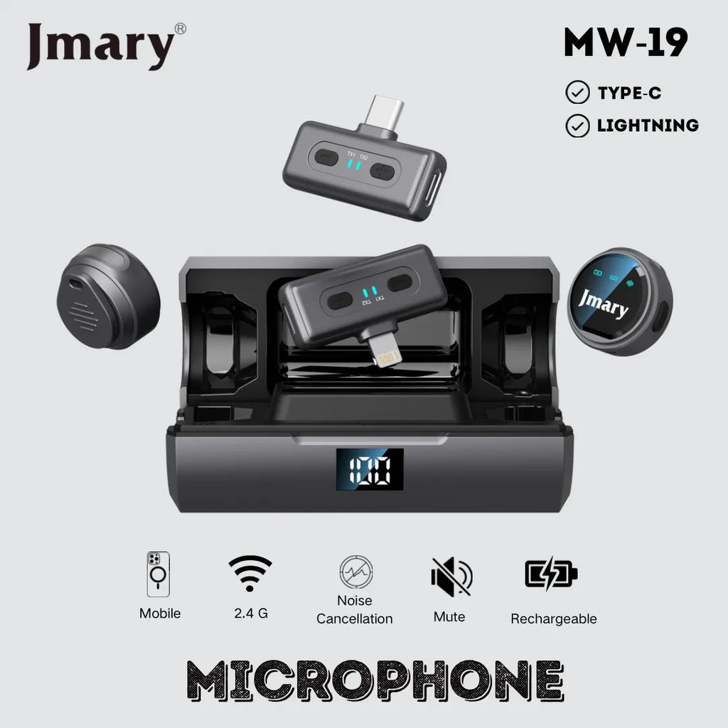 Jmary MW-19 microphone sans fil mobile Type-C et Lightning